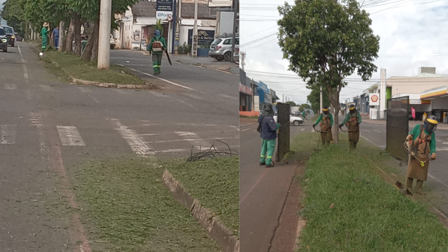 Prefeitura realiza capinação na Avenida 10 de Abril em Artur Nogueira